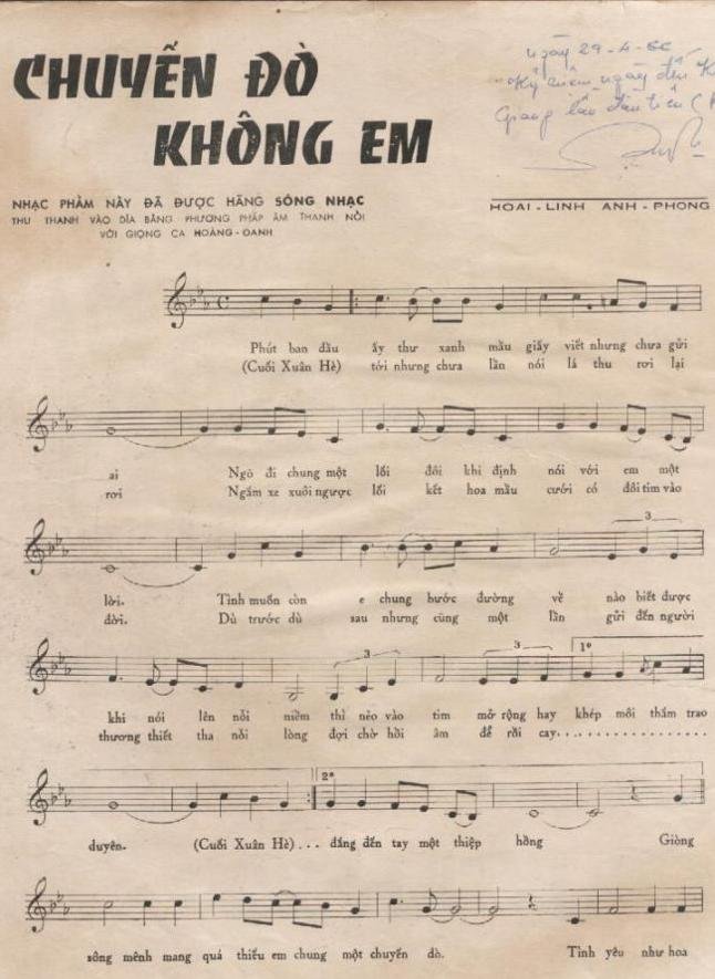 Sheet nhạc Chuyến Đò Không Em